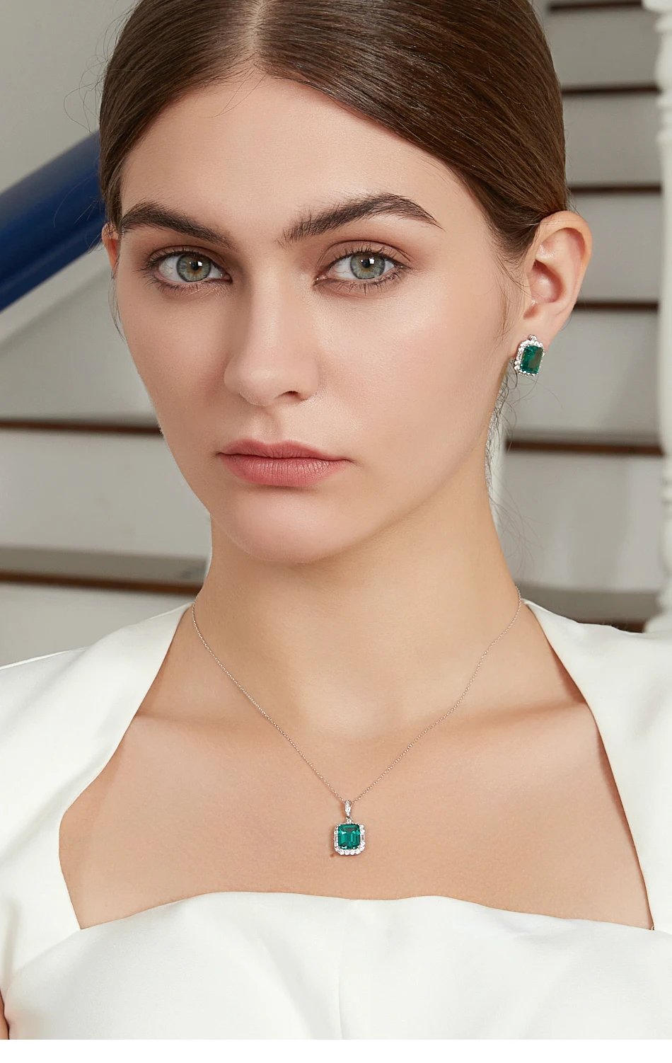 Collane con ciondolo in pietra preziosa con topazio quadrato per donne, fidanzamento nuziale, collare in argento sterling fine CZ_voghion.com