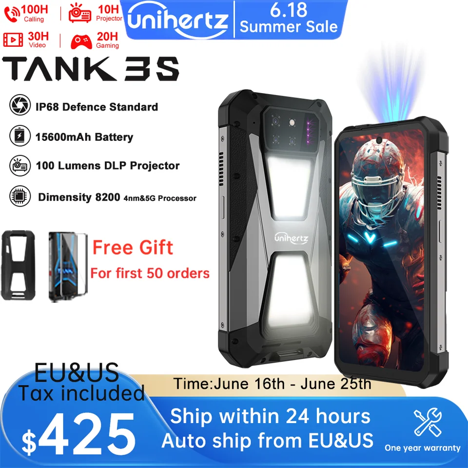 スマートフォン本体 Unihertz Tank 3s 8849 Unihertz 8849 Tank 3S Rugged Smartphone - Android 14 Powerhouse