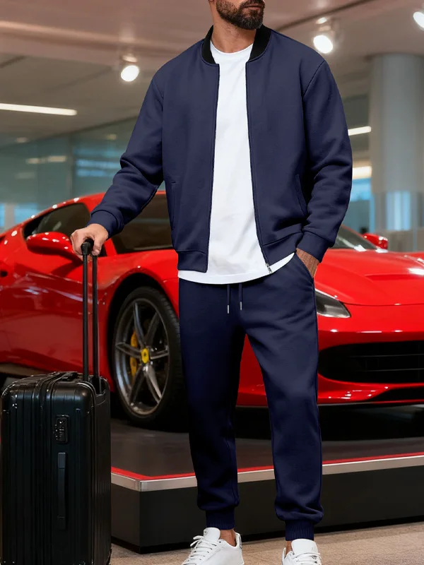 캐주얼 아메리칸 스타일 야구 점퍼 및 스포츠웨어 세트 남성용 겨울 긴팔 긴바지 레저 스포츠웨어 앙상블