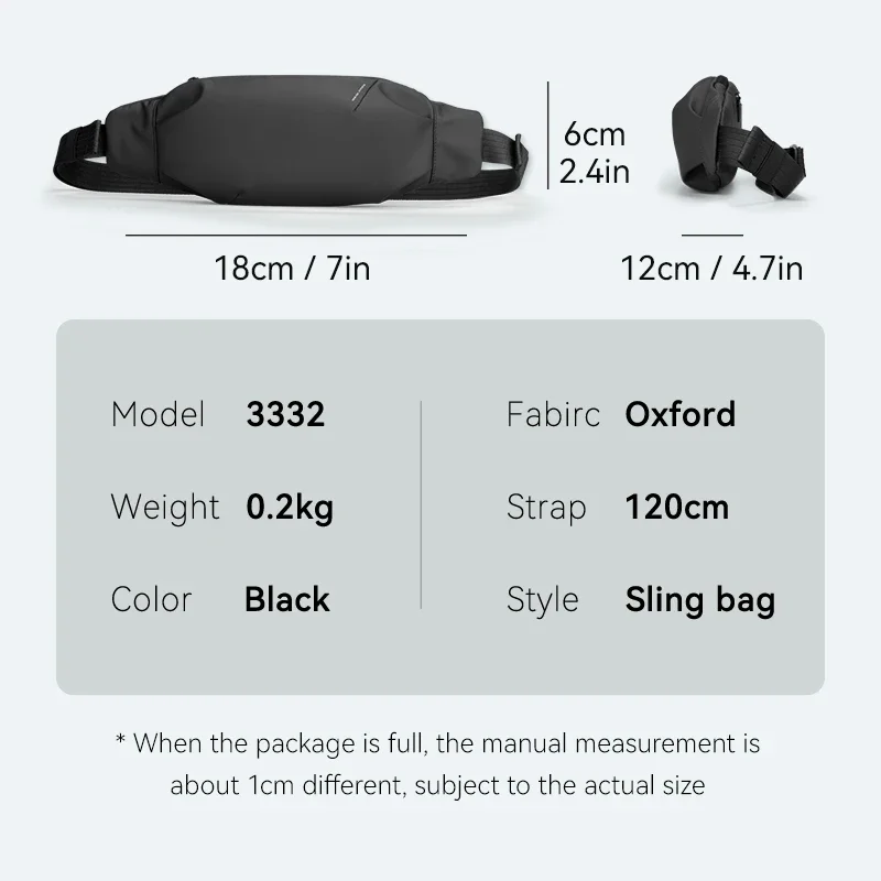 New Fashionable and Minimalist Crossbody Bag for Men's Mini Lightweight Waist Bags Oxford Fabric Casual Sports Shoulder Bag