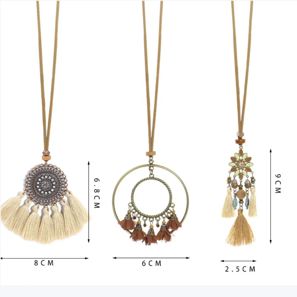 Bohemian Necklace Long Necklace Ethnic Style Necklace Pendant Tassels Necklace Travel Beach Necklace Retro Collar Decor Jewelry - 6