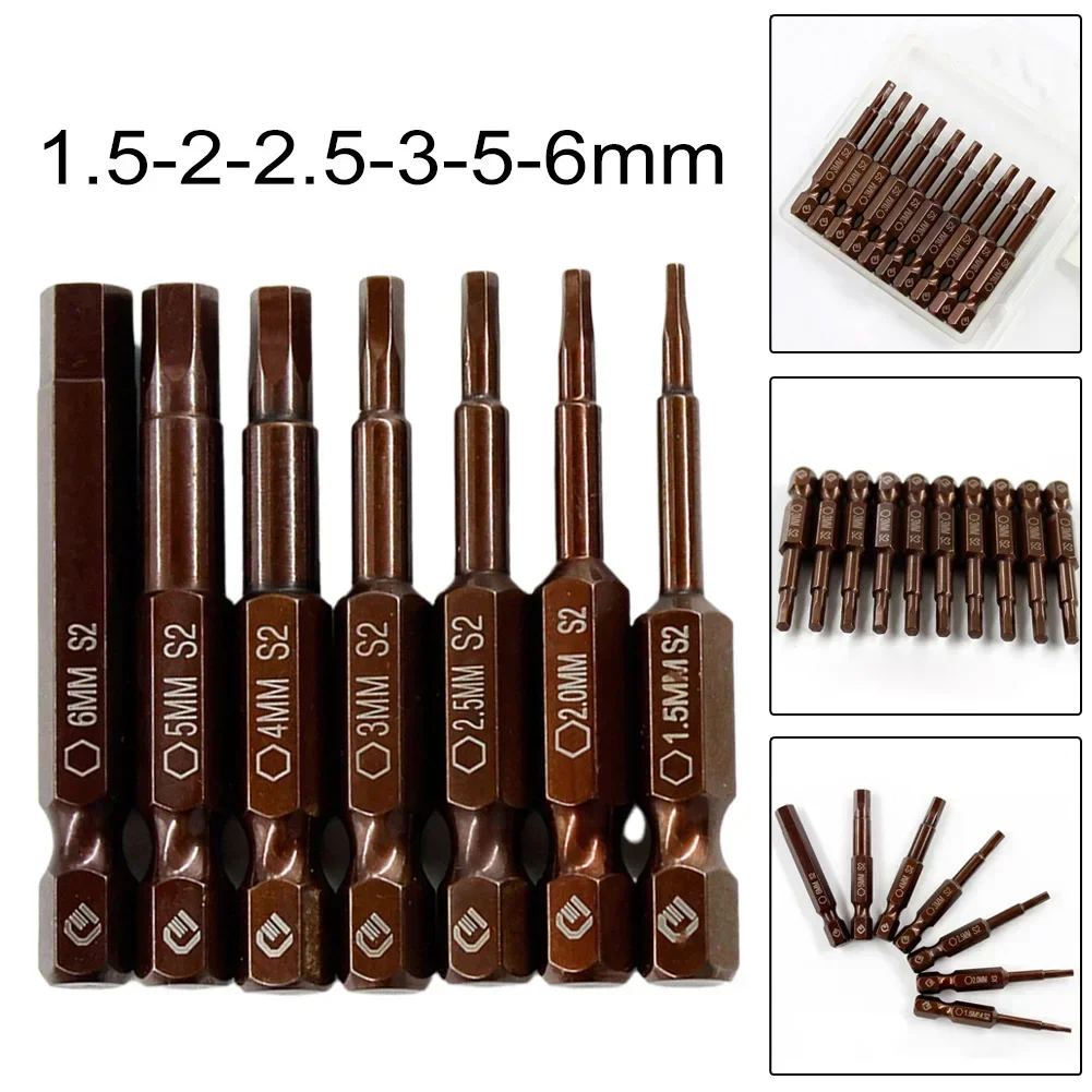 50-mm-Sechskant-Magnetschraubendreher-Bits-Set H1,5 H 2 H2,5 H3.0 H4.0 H5.0 H6.0 1/4" Sechskantschaft Schnellwechsel-Schlagschrauber