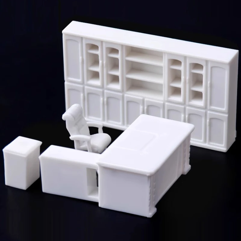 1/50 1/75 Model Table Chair Miniature Cupboard Cabinet Bookshelf Office Desk Dollhouse Furniture Doll House Interior Decoration