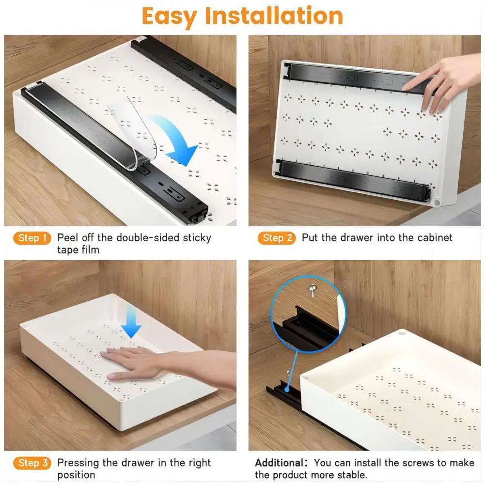 Hollow Bottom Storage Box Kitchen Cabinet Organizer with Divider Racks Heavy Duty Slide Out Drawers for Cabinets Expandable