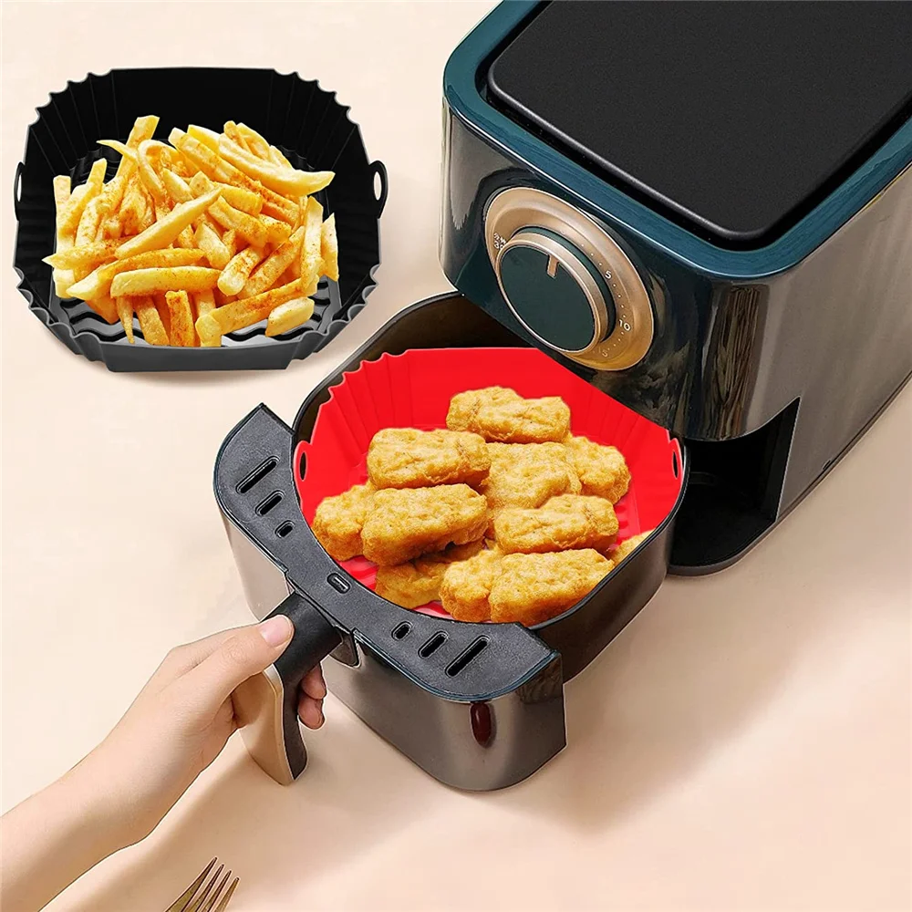 Square Air Fryer Food-Grade Silicone Cake Baking Pan,Dishwasher Safe, BPA-Free, Compatible with 7QT Air Fryer