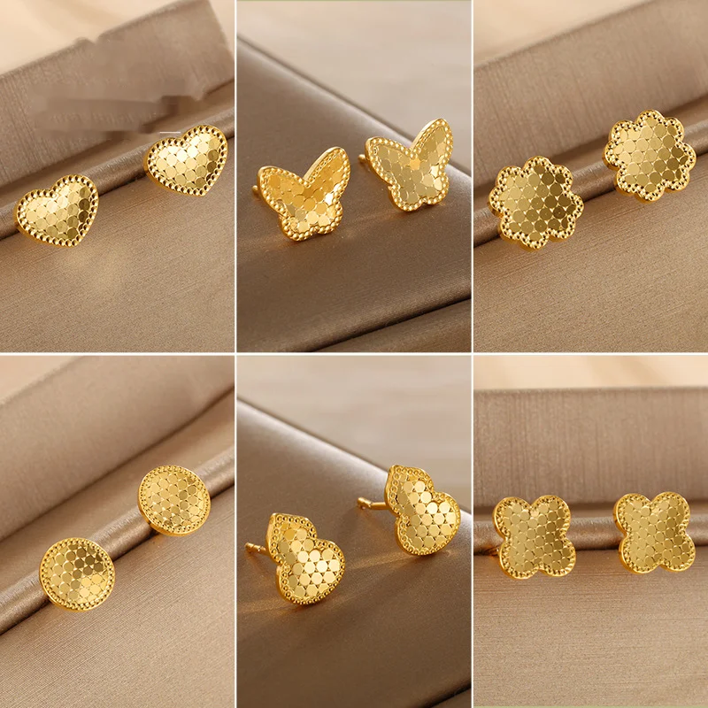 5D Craft Mirror Honeycomb Dragon Scale Earrings Fashion Geometry Love Gourd Butterfly Earrings Earrings_voghion.com
