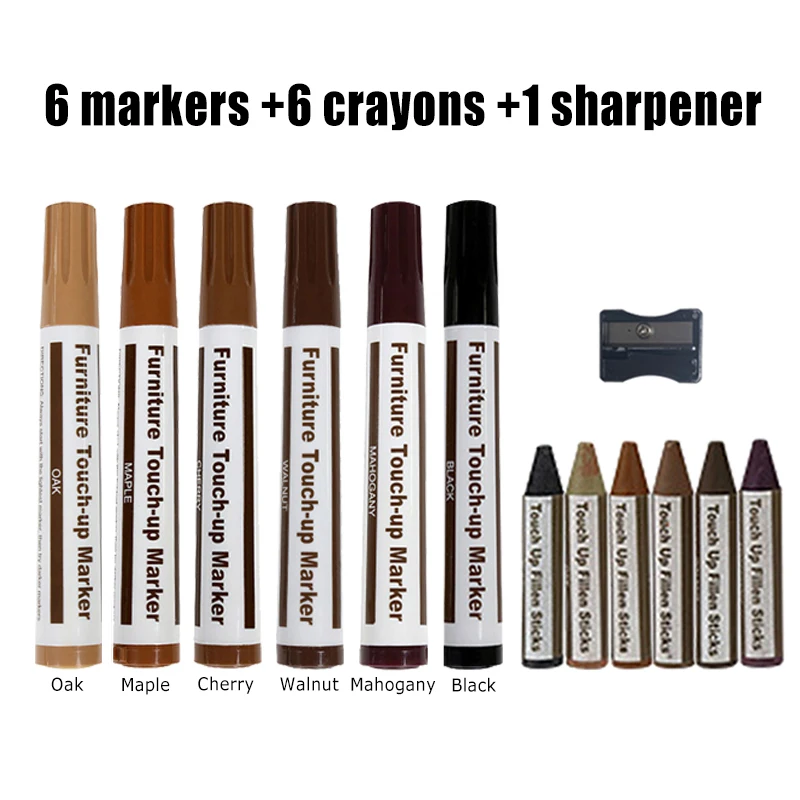 2022 New 13/17/21Pcs Furniture Touch Up Kit Markers & Filler Sticks Wood  Scratches Restore Kit on Various Furniture Floor Repair