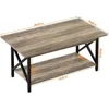 Coffee Table with Storage, 39inch Modern 2-Tier Coffee Tables for Living Room, X-Frame Design Farmhouse Coffee Table Space 3