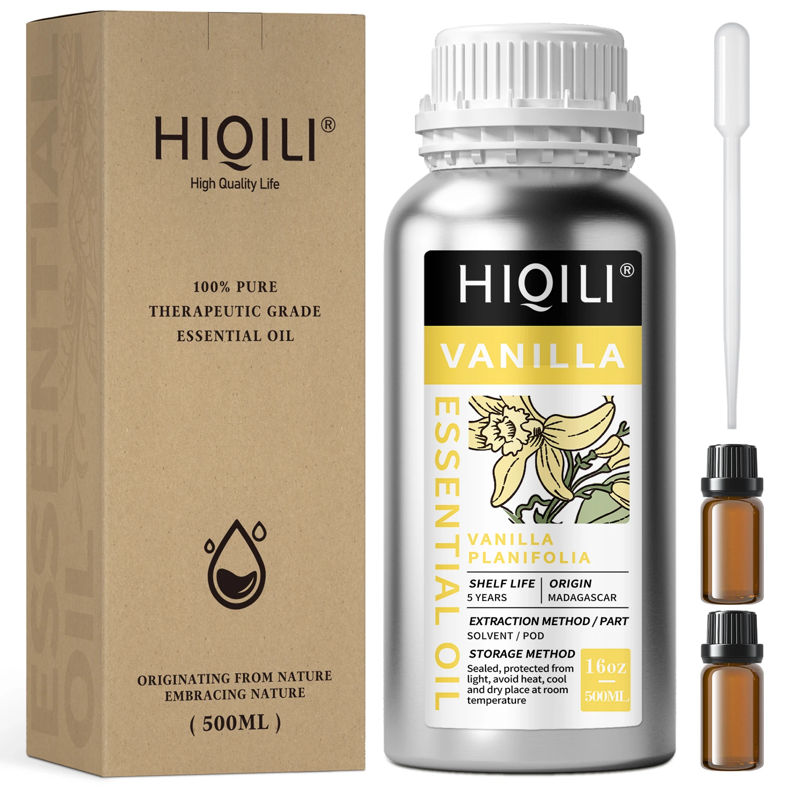 HIQILI 500ML Vanilla Essential Oils,100% Pure Nature for Aromatherapy | Used for Diffuser, Humidifier, Massage | Perfume DIY 500ml essential oil diffuser mist humidifier diffuser