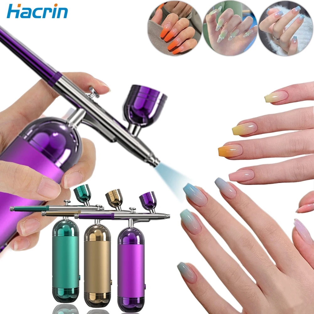 Blue Portable Nails Airbrush Kit With Compressor Oxygen Injector Nail Paint  Spray Gun Makeup Tattoo Cake Painting Nano Sprayer - AliExpress