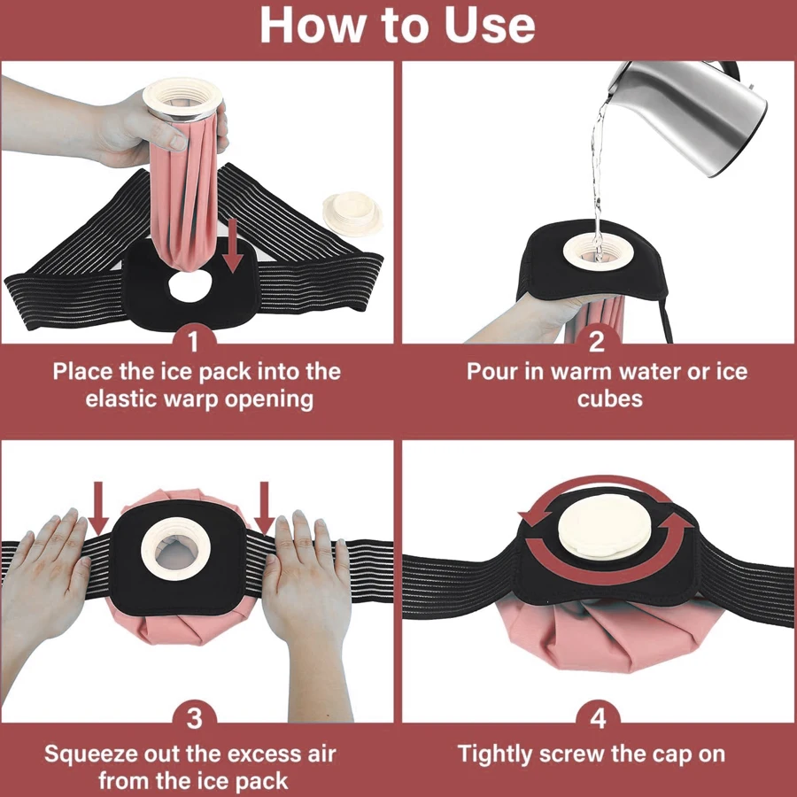 5PCS Professional Ice Bag Bandage with Reusable Ice Bag Pack for Arm Knee Ankle Shoulder Neck Sprained Hot and Cold Compress