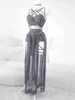 AltGoth Gothic Nightclub Sexy Skirt Set Women See Through Mesh Backless Crop Tops Emo Alt Punk High Waist Underpants Skirt 3pcs 5