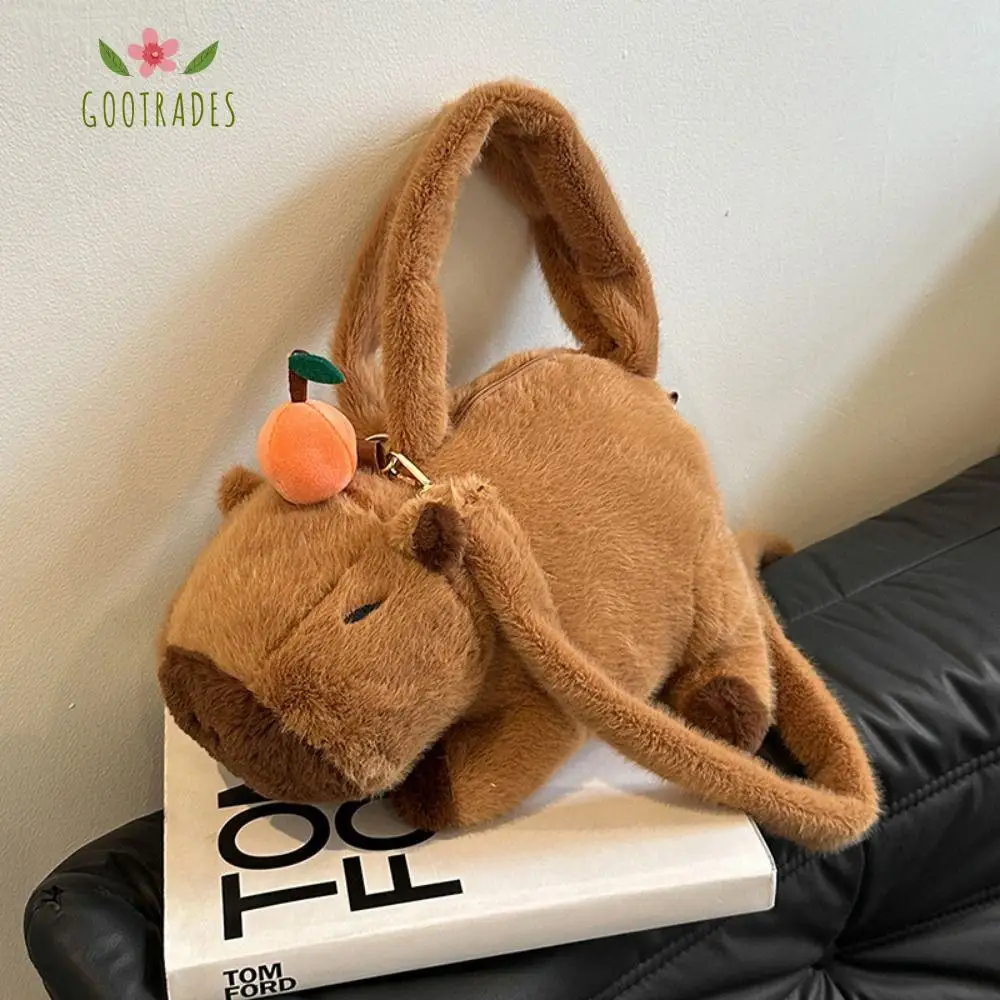 

Plush Capybara Capybara Plush Backpack Large Capacity Animal Cartoon Capybara Shoulder Bag Cute Fashion Cartoon Crossbody Bags