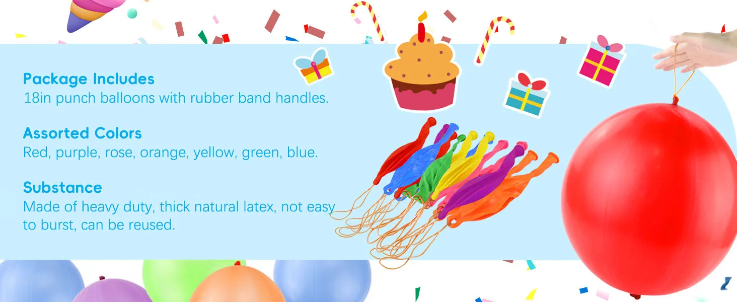 20 Stück Bounce-Luftballons mit Gummibandgriff, Stanzballons für Geburtstagsfeiern, verschiedene Farben, robuste Party-Ballons – Detail 2