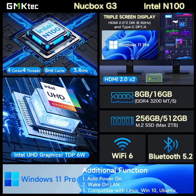 Mini PC GMKtec NUCBOX G3 Intel N100 Windows 11 Pro – Image 2