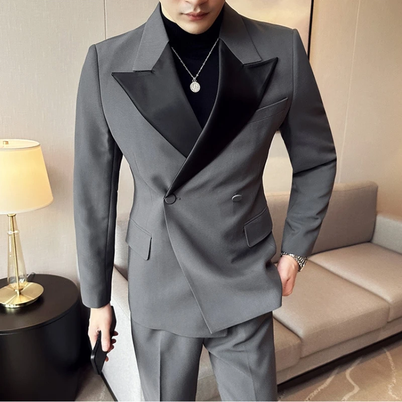 

High Quality Luxury Men Blazers Lapel Wedding Groom Dress Suit Jackets Casual Business Social Blazer Banquet Party Tuxedo 2023