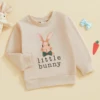FOCUSNORM 0-5Y Little Kids Girls Boys Easter Sweatshirts T Shirts Letter Rabbit Print Crew Neck Long Sleeve Pullovers Spring Top 6