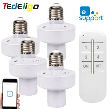 EWeLink 스마트 램프 홀더 무선 원격 제어 스위치 타이밍 모듈, 스마트 홈 자동화를 위한 E27 110V 220V 조명으로 작동