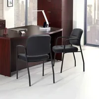 Waiting Room Office Reception Chairs Executive Leather Guest Chairs with Armrest Ergonomic Upholstered Lumbar Support Sid Chairs 2