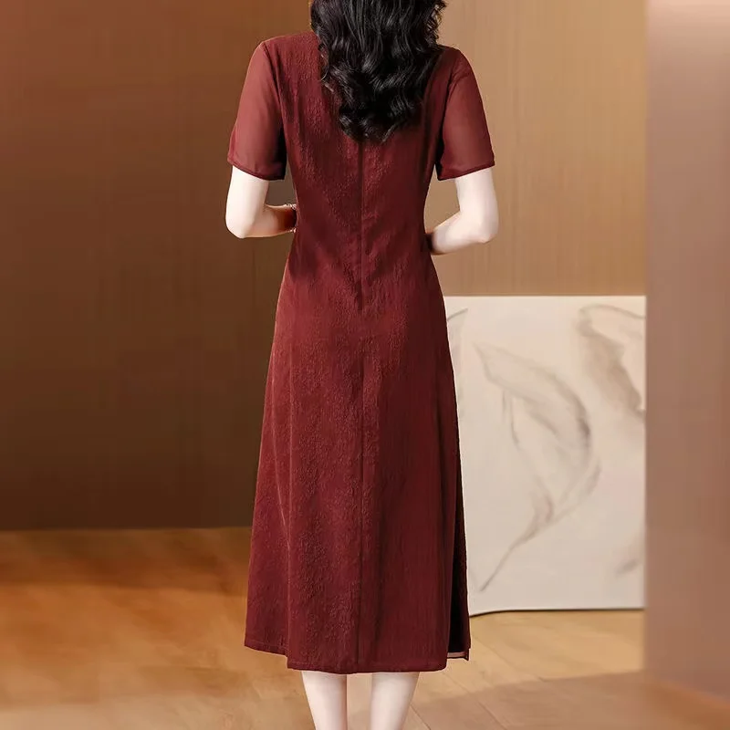 Xiangyunsha's mother's wedding dress silk mulberry silk qipao dress