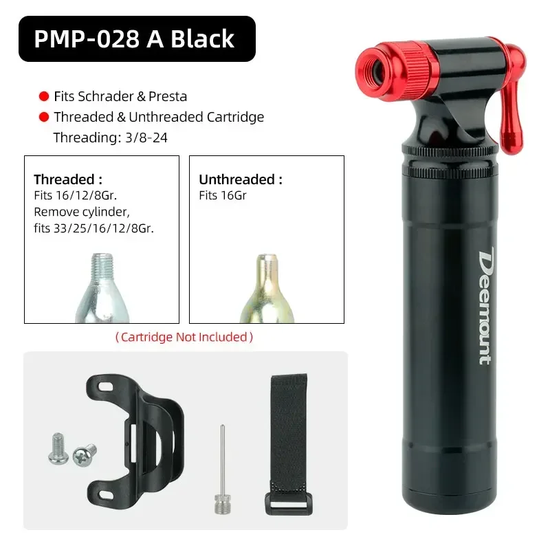 Gonfleur CO2 Pour Vélo - Mini Pompe Avec Cartouche, Compatible Valves Presta Et Schrader