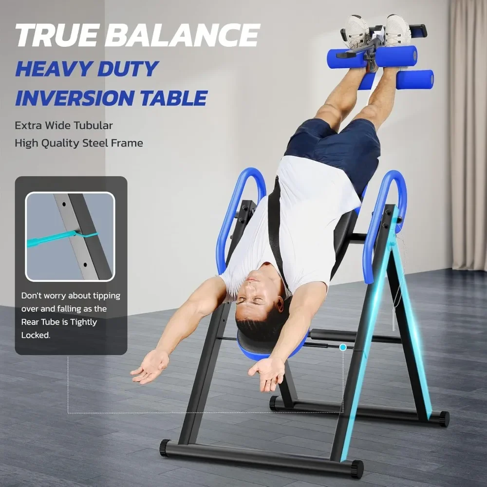 YOLEO Gravity Inversion Table - Heavy Duty with Head Support and Adjustable Safety Belt for Pain Relief and Back Stretching Ther