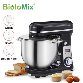 BioloMix 6L 1200W DC Quiet Motor 6-speed Kitchen Food Processors Stand Mixer Cream Egg Whisk Whip Dough Kneader Blender 2