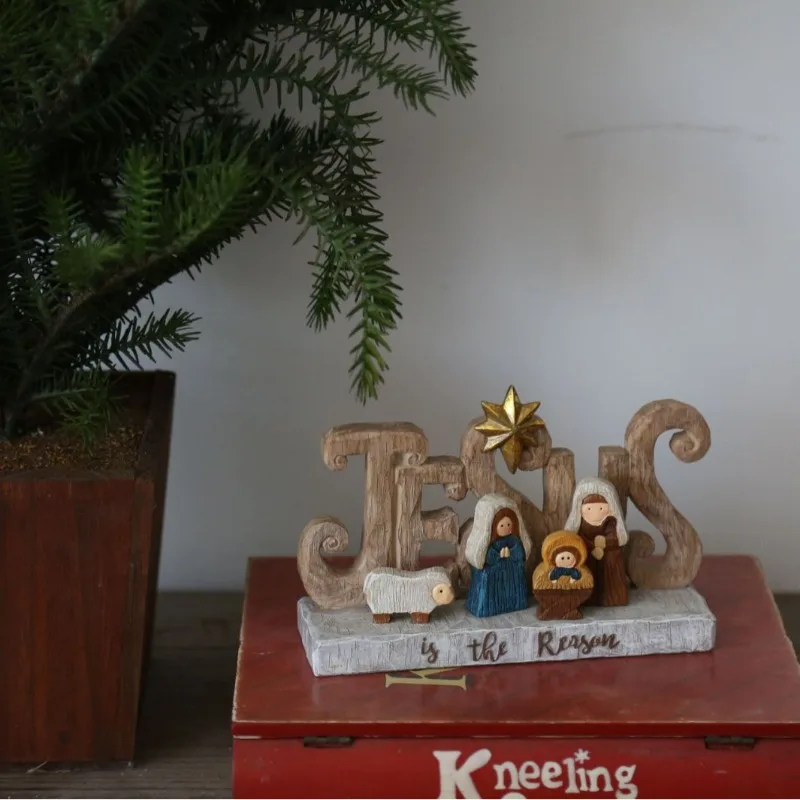 Christmas Scene Figurine Home Decor Gifts - Resin Craft Nativity Set for Cross-Border Parties - Practical Convenient Home Accent
