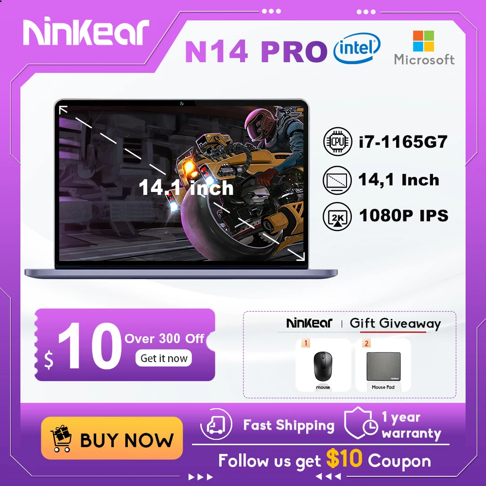 Laptop Ninkear N14 Pro 14 Pollici Ips Full Hd Intel Core I7-1165G7 16Gb Ram + 1Tb Ssd Computer Portatile Windows 11 Notebook Ultrabook