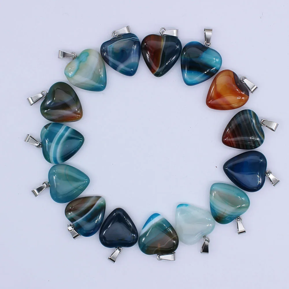 on sale! 2019 natural stone agates agates heart pendant charm and women's fashion jewelry necklace 30 pieces free shipping