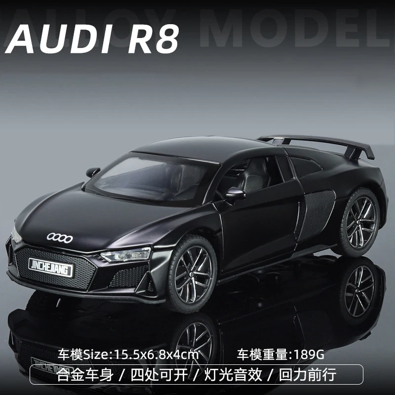 1:32 Audi R8 Supercar Alloy Car Model Sound and Light Pull Back Children's Toy Collectibles Birthday gift 4