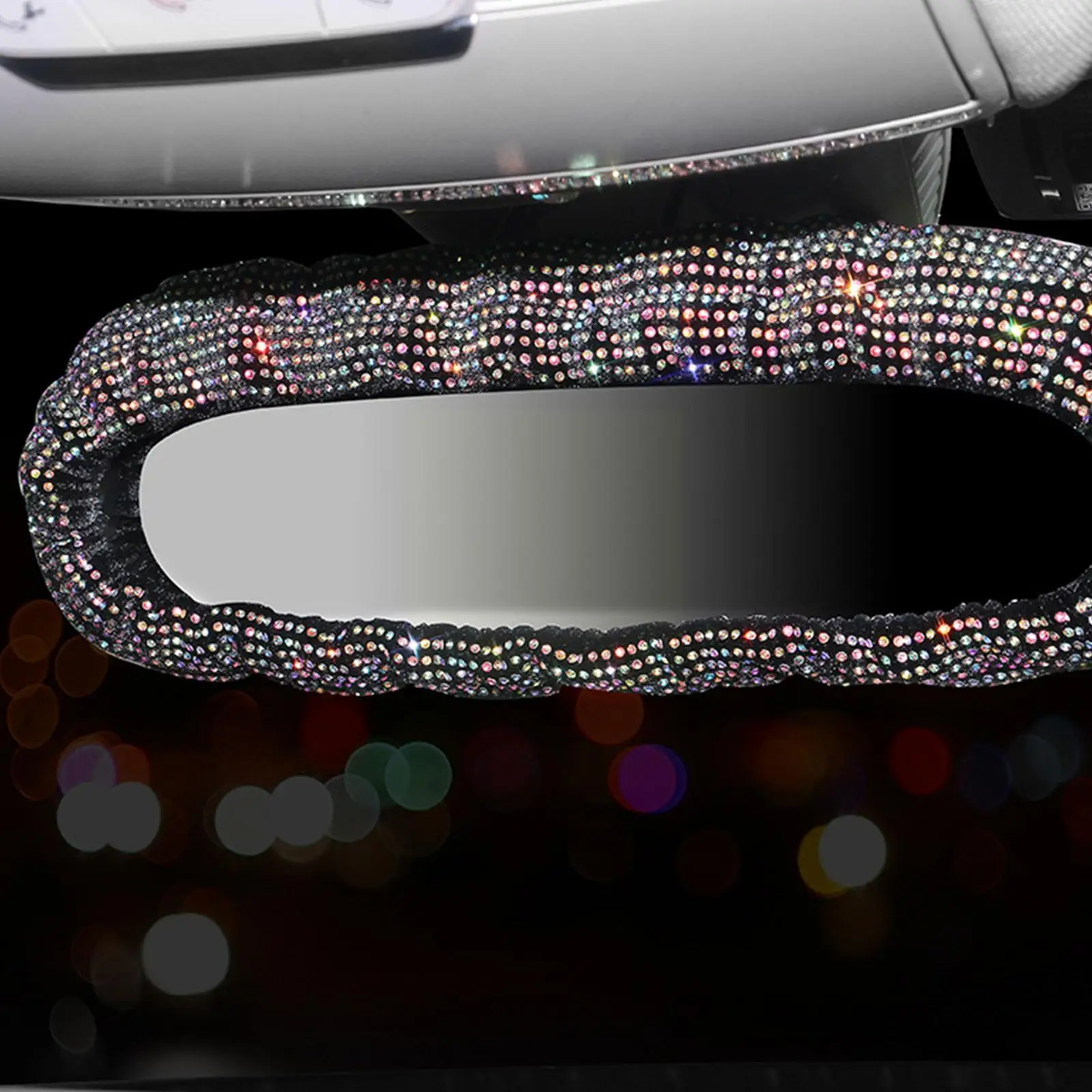 Rhinestone Shiny Rearview Mirror Decor Car Interior Accessories For Women Bling Rhinestone Rear View Mirror Crystal Diamond O9Y6