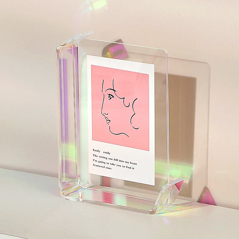Acrylic L Shaped Photo Frame Double Sided Transparent Home Decor