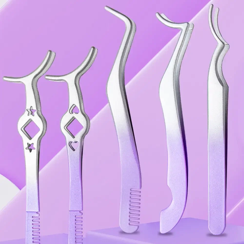 False Eyelash Tweezers Fake Eye Lash Applicator Eyelash Extension Curler Nipper Auxiliary Clip Clamp Makeup Forceps Tools