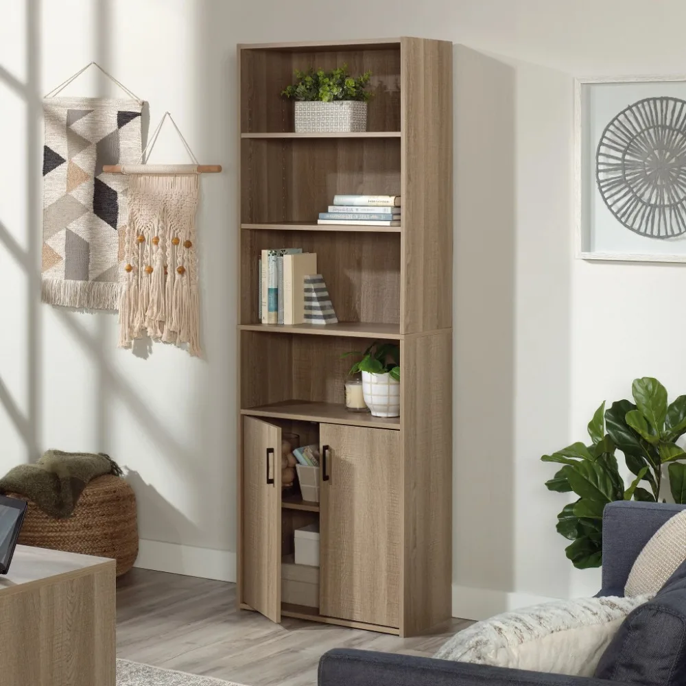 

Beginnings Tall 4-Shelf Bookcase With 2 Doors Summer Oak Finish Freight Free Bookshelf Living Room Furniture Home