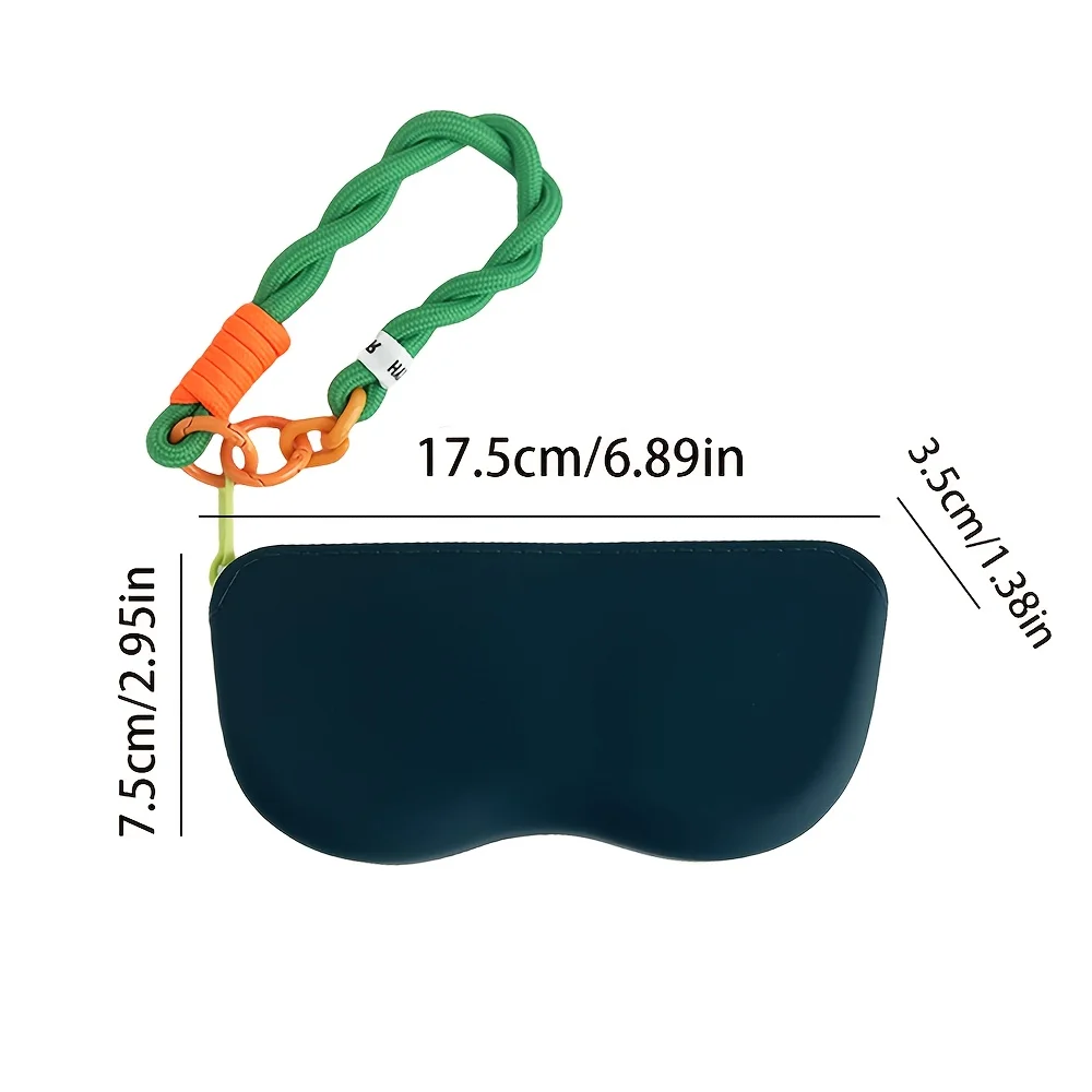 1pc Soft&Lightweight Silicone Glasses Case with Lanyard&Zipper,Portable Storage Pouch&Office,Ideal Gift for Preserving Glasses