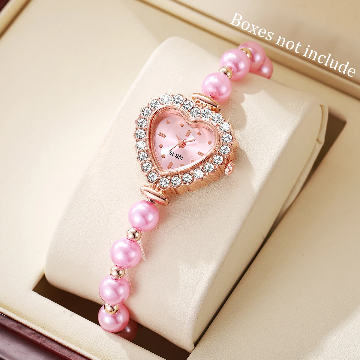 1PCs/Set Women's Romantic Watch Elegant Fashion Heart-Shaped Dial Classic Trendy Quartz Bracelet watch (Box Not Included )