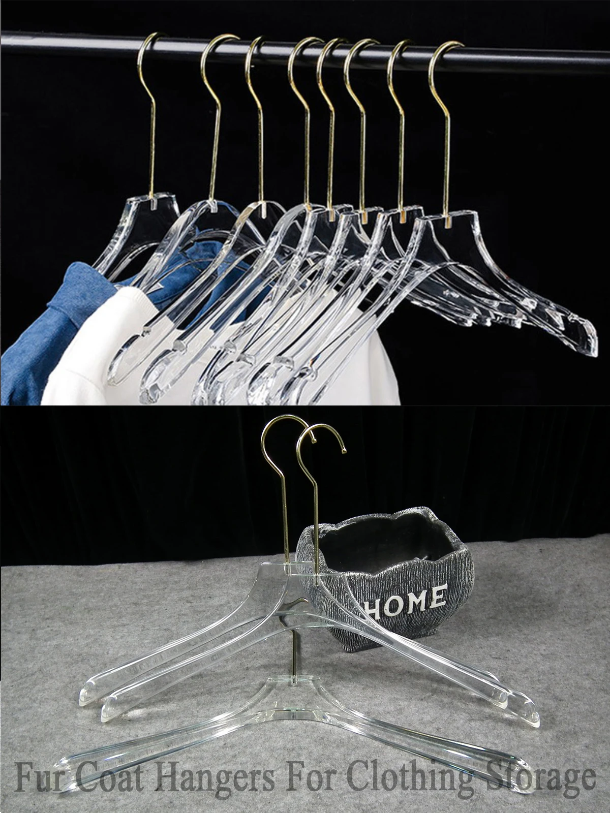 transparent thicker acrylic hanger for adults coat hanger