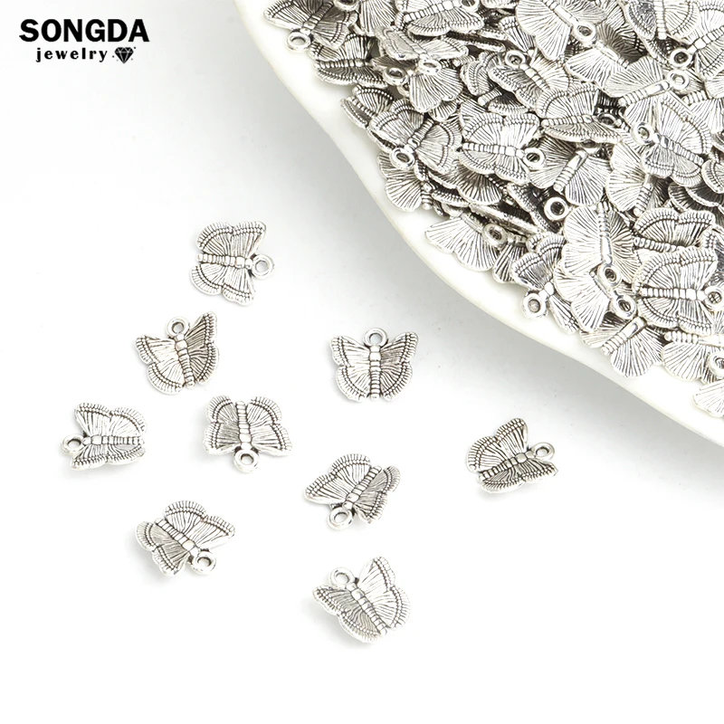 

20pcs Alloy Vintage Small Butterfly Charms Antique Silver Color Butterflies Pendant Jewelry Making Earrings Necklace Accessories