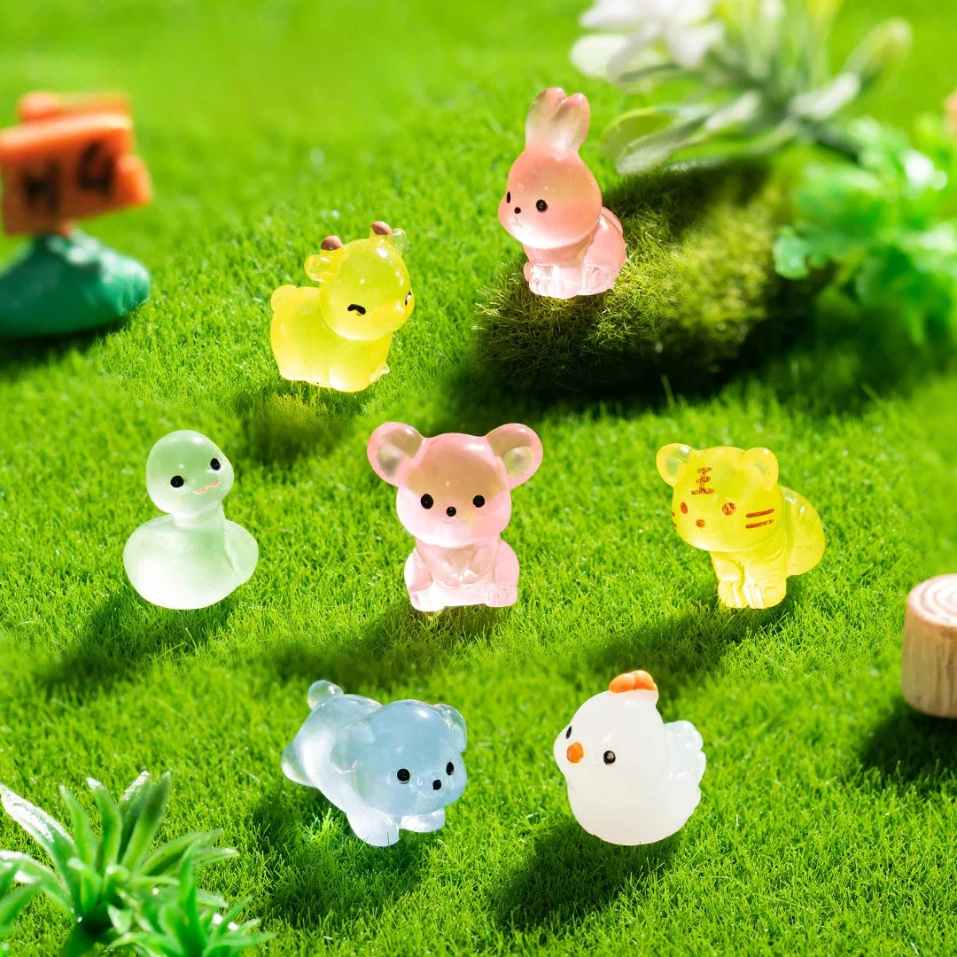 Resin Ornaments Miniature Figurines 12/24/48pcs Luminous Zodiac Dolls Desktop Car Decorations