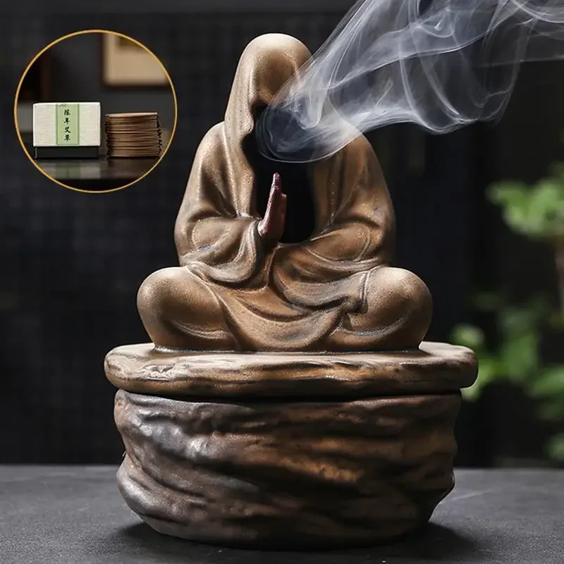 

Tearoom Monk Meditation Burner Ceramic Garden Zen Living Incense Decoration Formless Home Buddha Yoga Room Holder