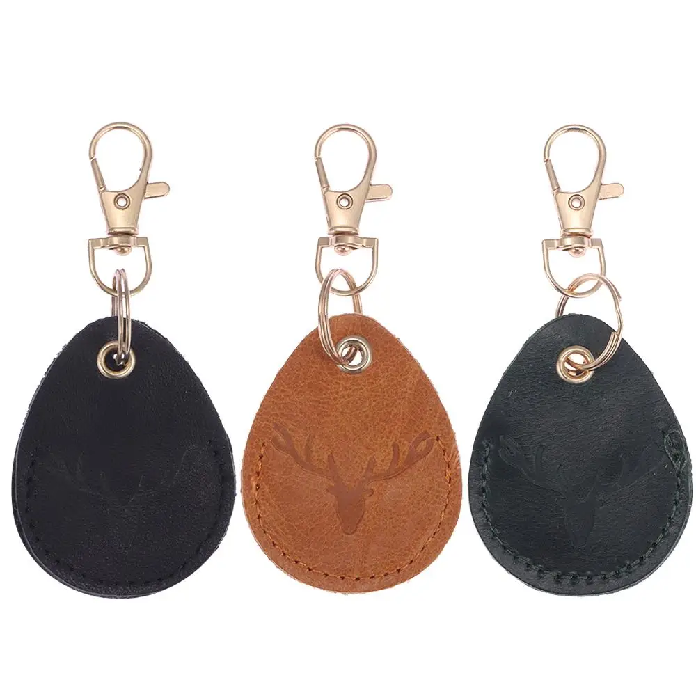 Leather Access Card Case Anti-lost Fingerprint-proof Card Holder Keychain Accessories Anti-fall Access Bag Universal