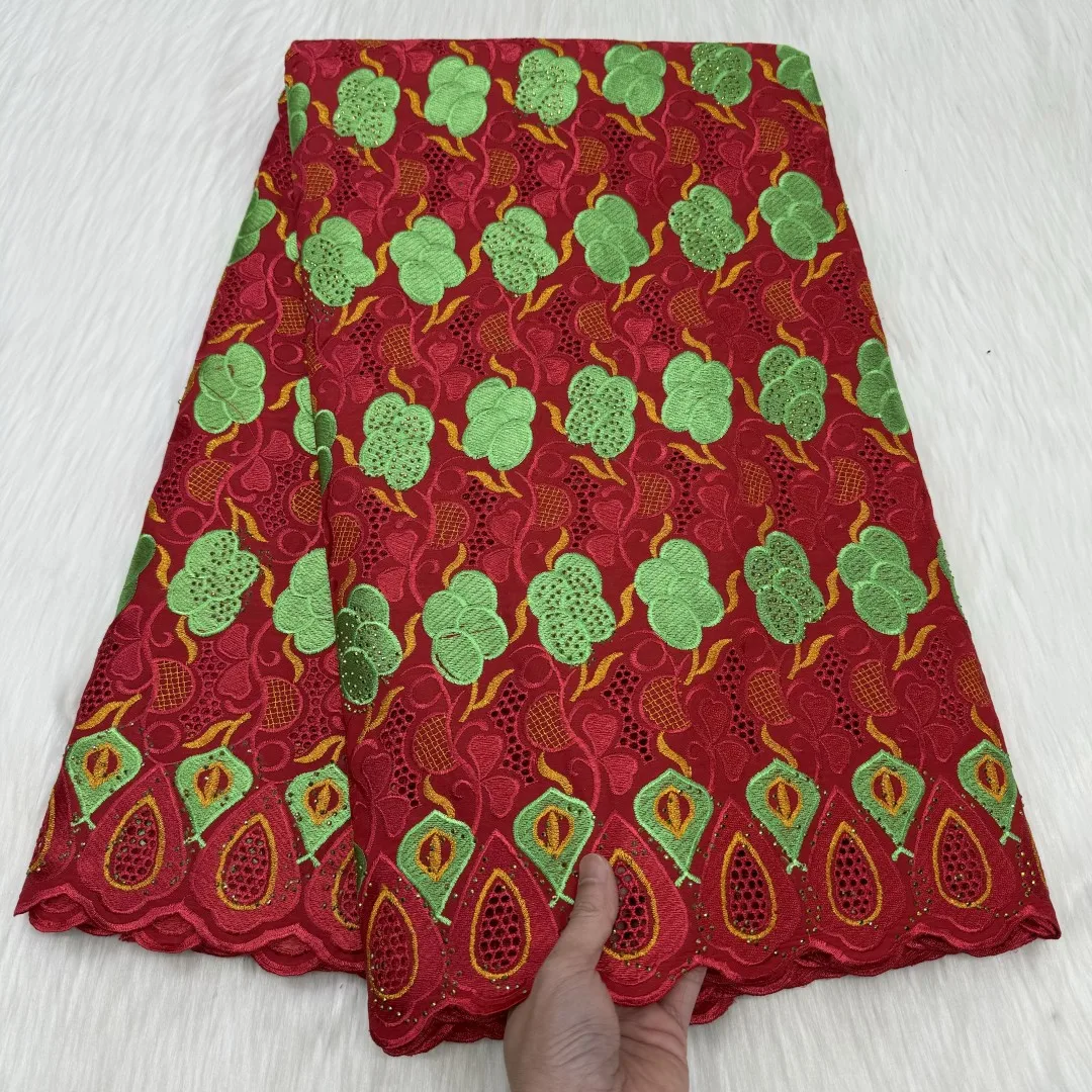 Swiss Fabric Latest Heavy Beaded Embroidery African 100% Cotton Voile Lace Popular Dubai Style For wedding PartB27-4y
