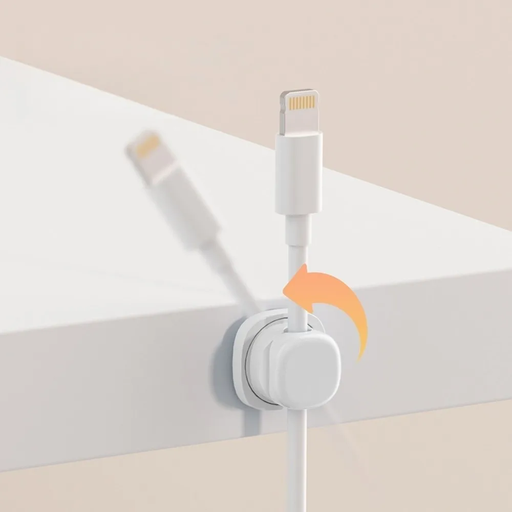 6개 접착식 데스크탑 케이블 정리대, 조절 및 회전 가능, 책상 아래 와이어 홀..