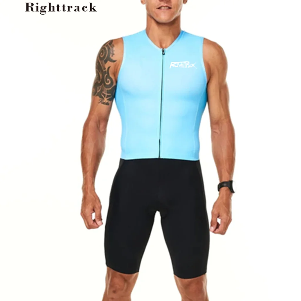 

Rightrack Triathlon Race Suit Bodysuits Sleeveless Cycling Skinsuit Mtb Road Bike Jumpsuits Riding Swimming Running Clothing Kit