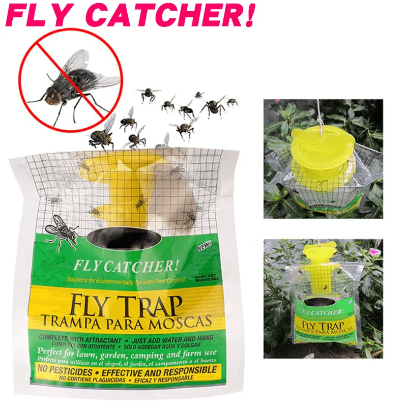 Hanging Fly Trap Disposable Insect Bug Attract Fly Catcher Bag Mosquito Trap Catcher Wasp Killer Flie for Outdoor