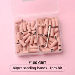 Pink Mini Sanding Bands Kit - Electric Manicure Tool Accessory Set (80 Pieces) (180Grits Pink)