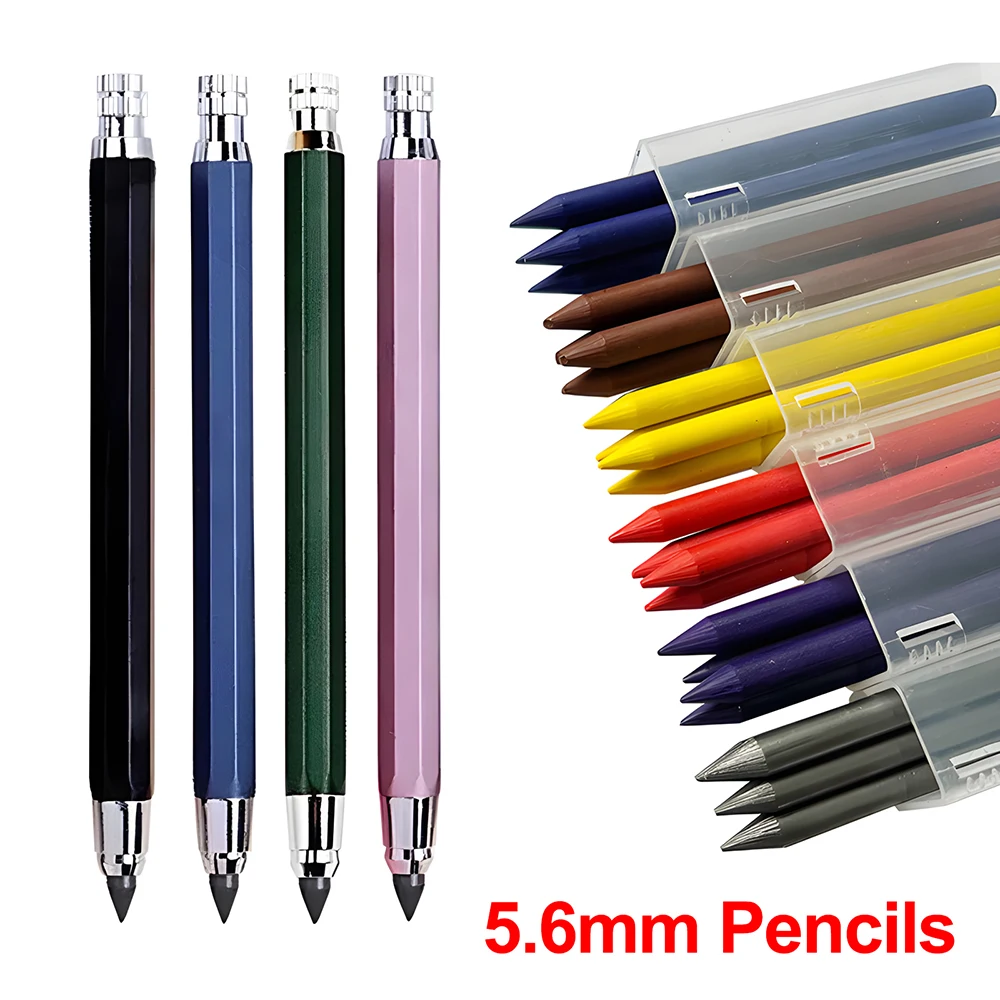 Professional Mechanical Pencils 5.6mm 2B 4B 6B 8B Automatic Pens Refills Lead Painting Sketch Drawing Calligraphy Art Stationery 2