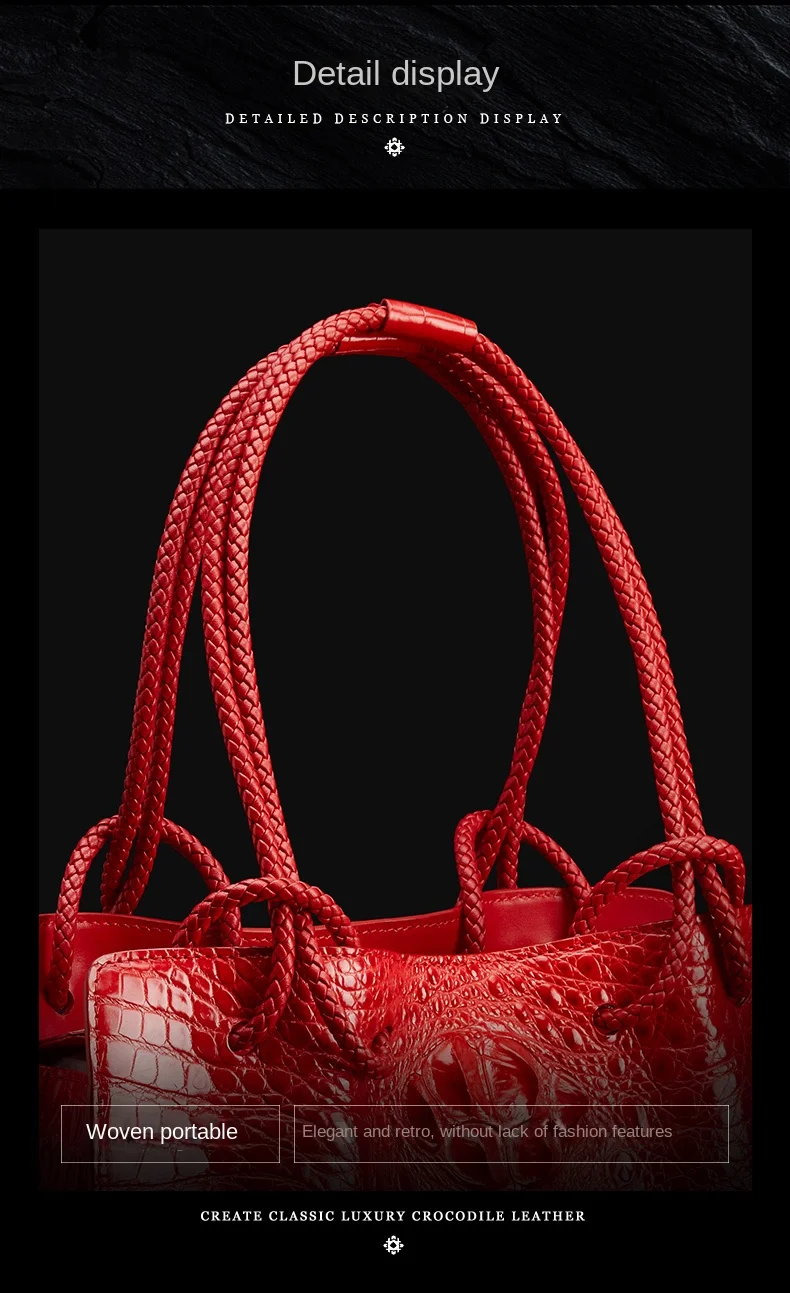 Luxury Genuine Leather Crocodile Pattern Women’s Tote Bag