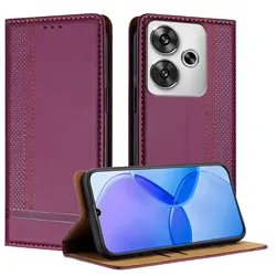 Luxury Leather Flip Case with Magnetic Closure & Back Cover Protection for Redmi Note 14 Pro 4g (Purple(HX-006))